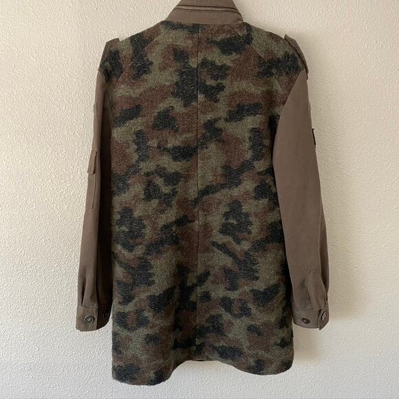 Zara Trafaluc Camouflage Military Outerwear Mixed Media Jacket Womens Small - Picture 2 of 11